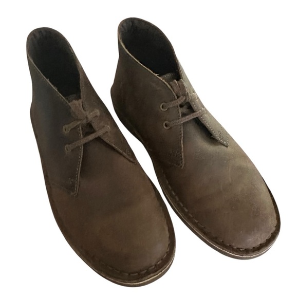 CLARKS BUSHACRE 2 ANKLE BURNISHED BROWN LEATHER BOOTS SIZE 7.5 - Picture 1 of 9